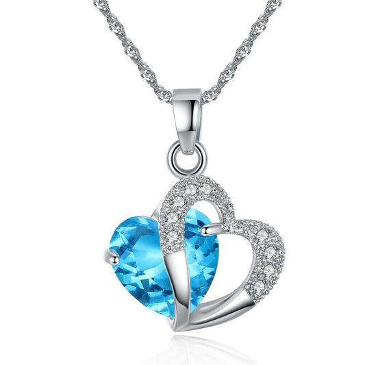 Blue Zirconia Stone Heart Set