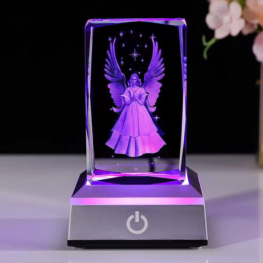 K9 Glass Crystal 3D Laser Engraved Guardian Angel Lamp