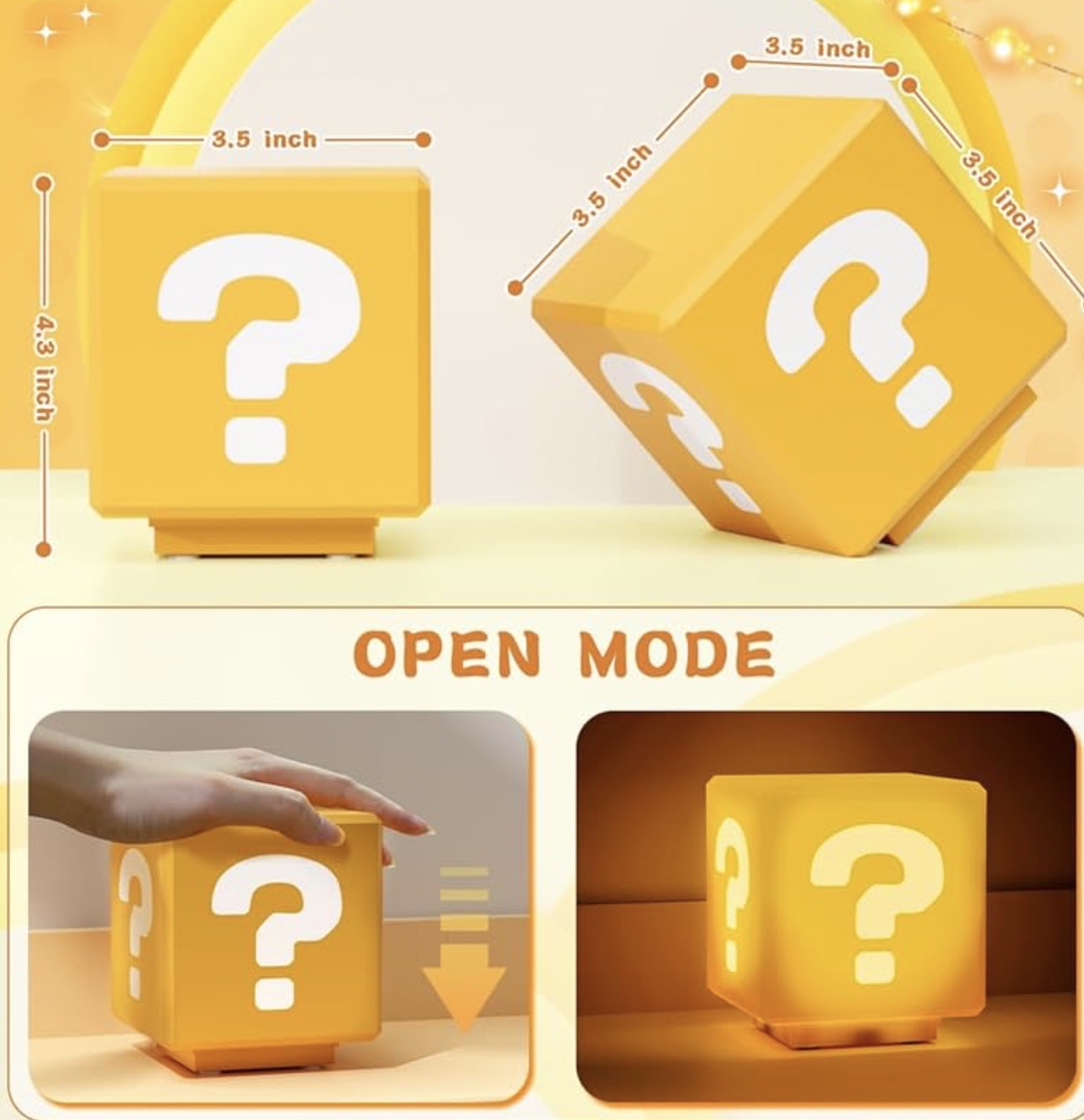 Mario Question Mark LED Night Lamp with Sound Effects