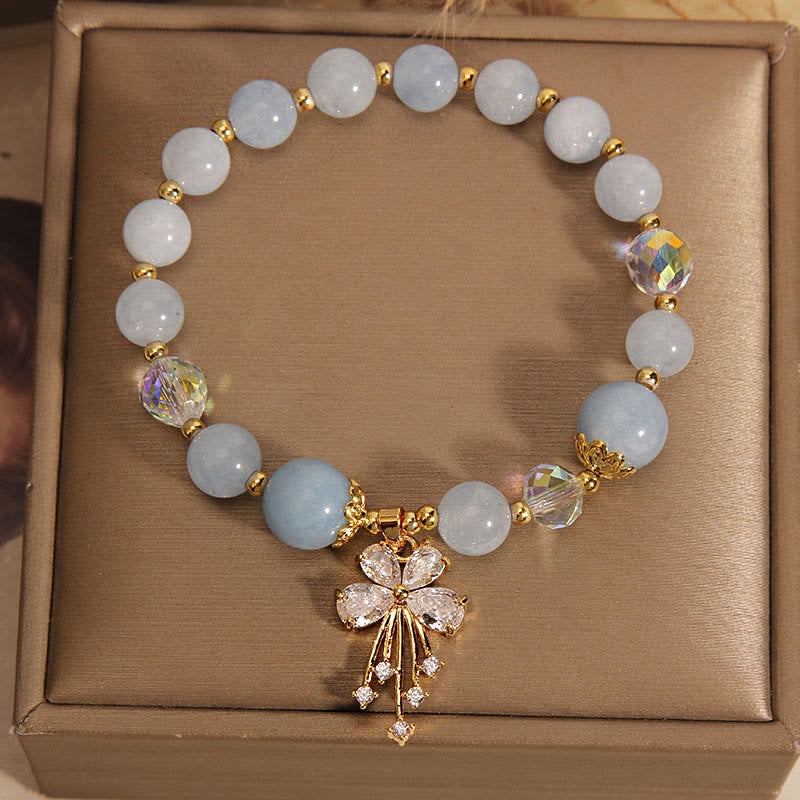 (Copy) Jade Leaf Aquamarine Charm Bracelet (8mm)