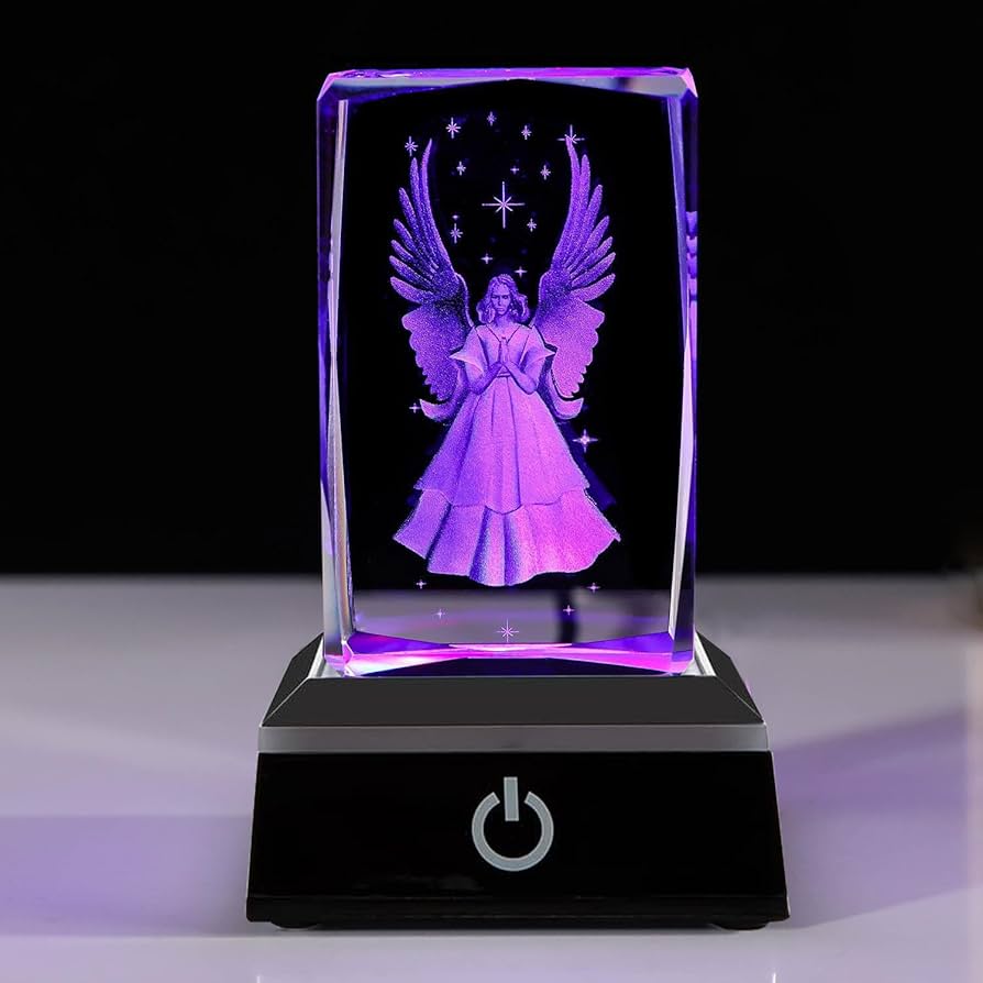 K9 Glass Crystal 3D Laser Engraved Guardian Angel Lamp