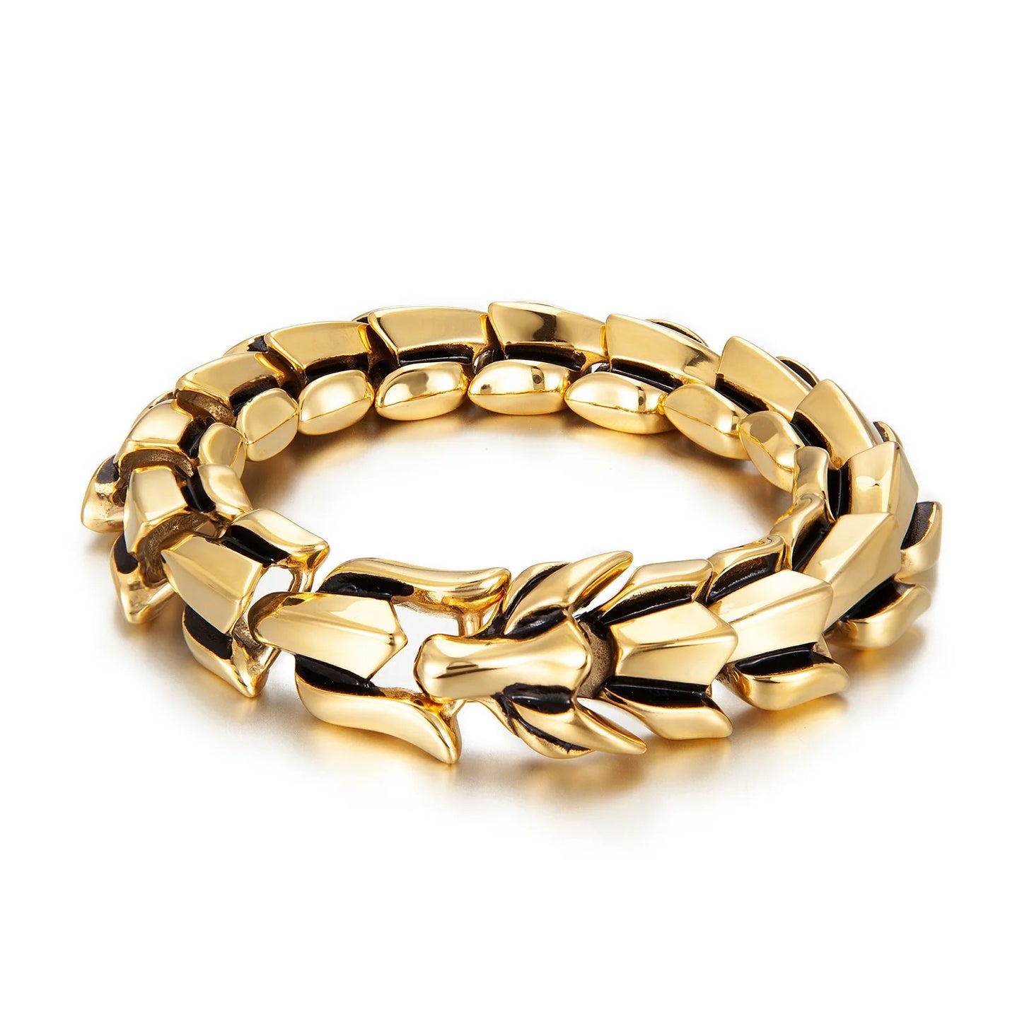 Luxurious Stainless Steel Cuban Dragon Bracelet (15mm Width)