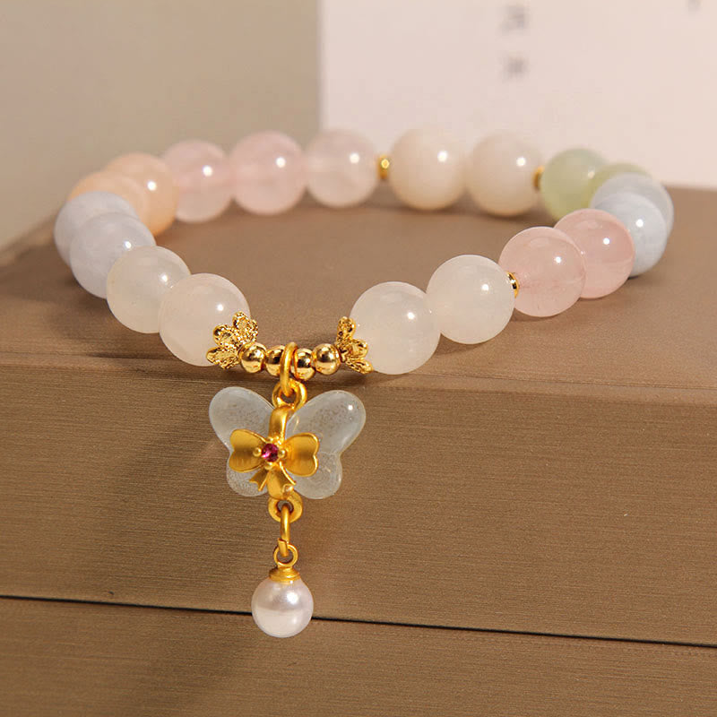 Natural Morganite Confidence Butterfly Charm Bracelet (8mm)