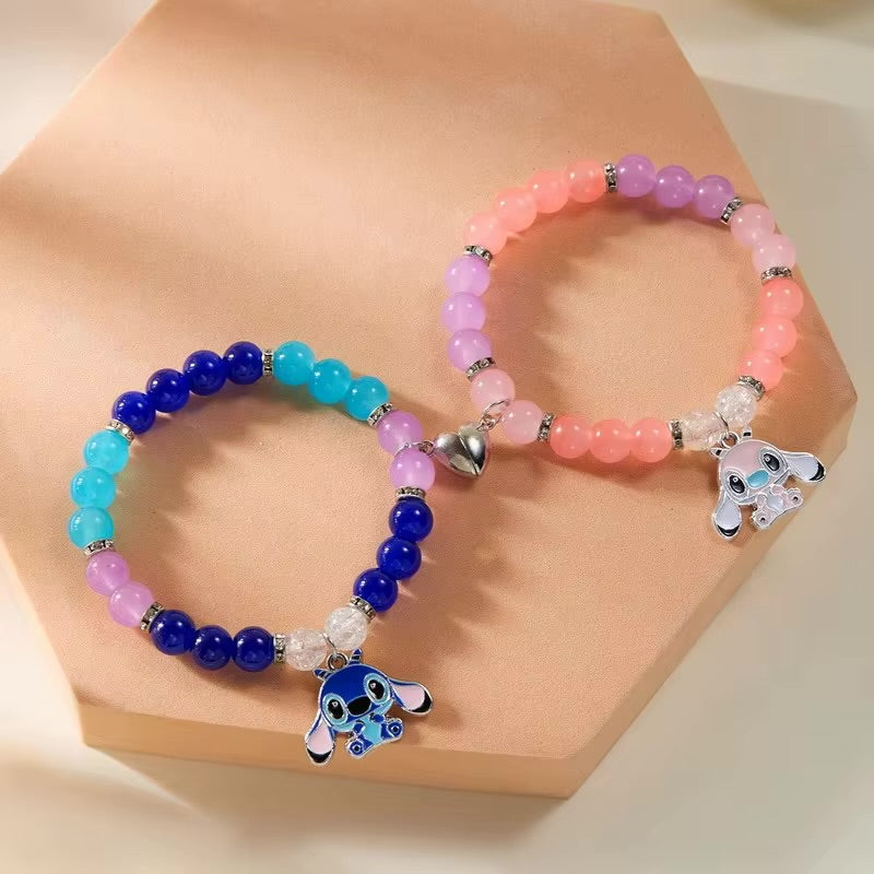 Disney Stitch & Angel Distance Magnetic Heart Bracelets