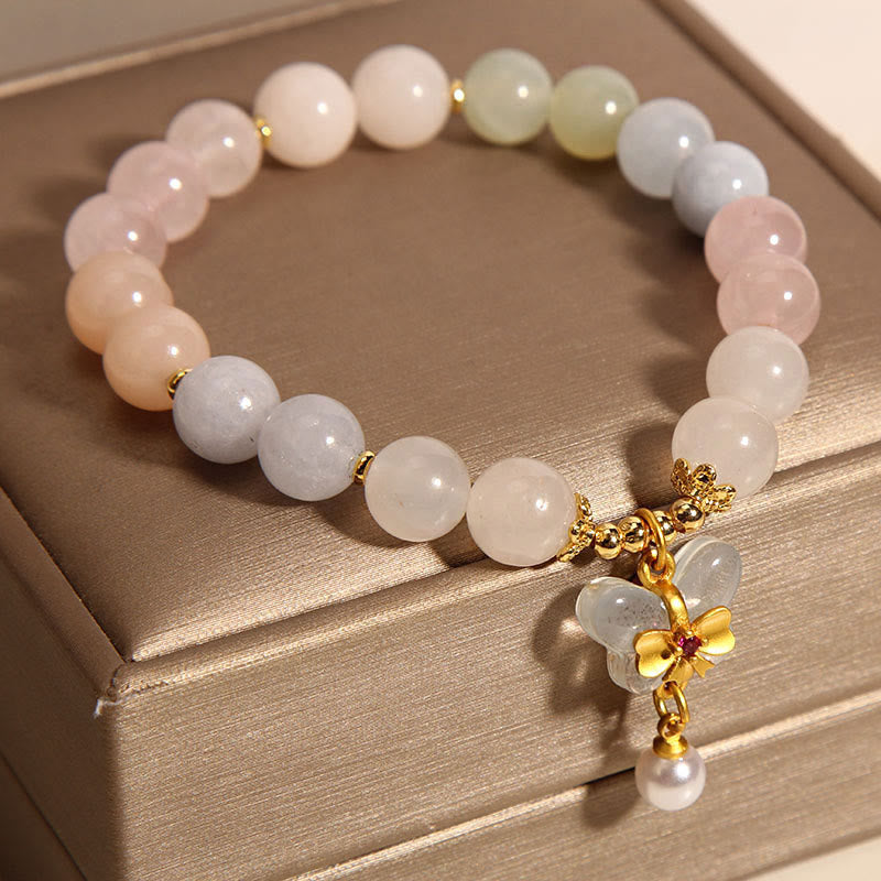 Natural Morganite Confidence Butterfly Charm Bracelet (8mm)