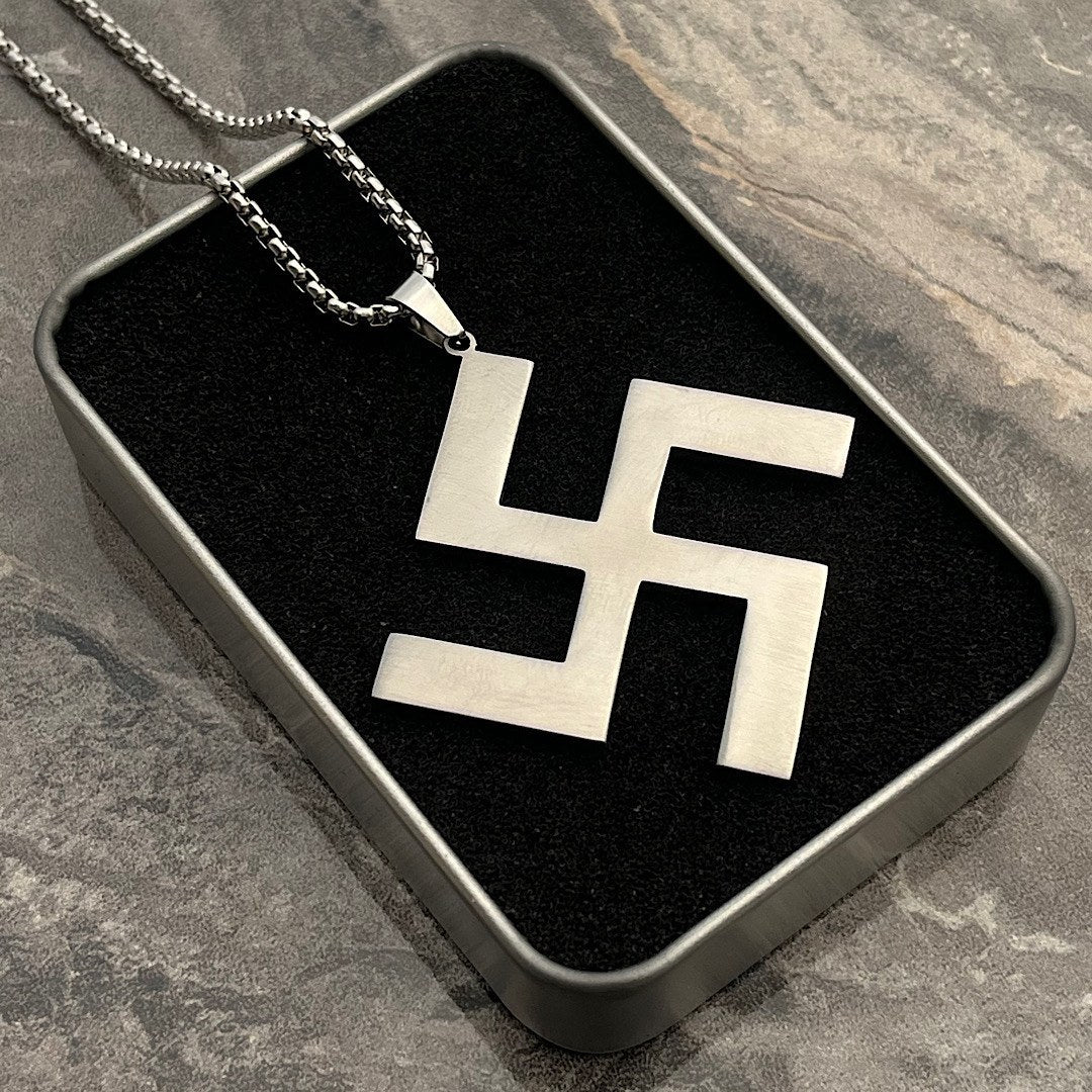 Stainless Steel Hindu Religious Swastika Symbol Necklace.