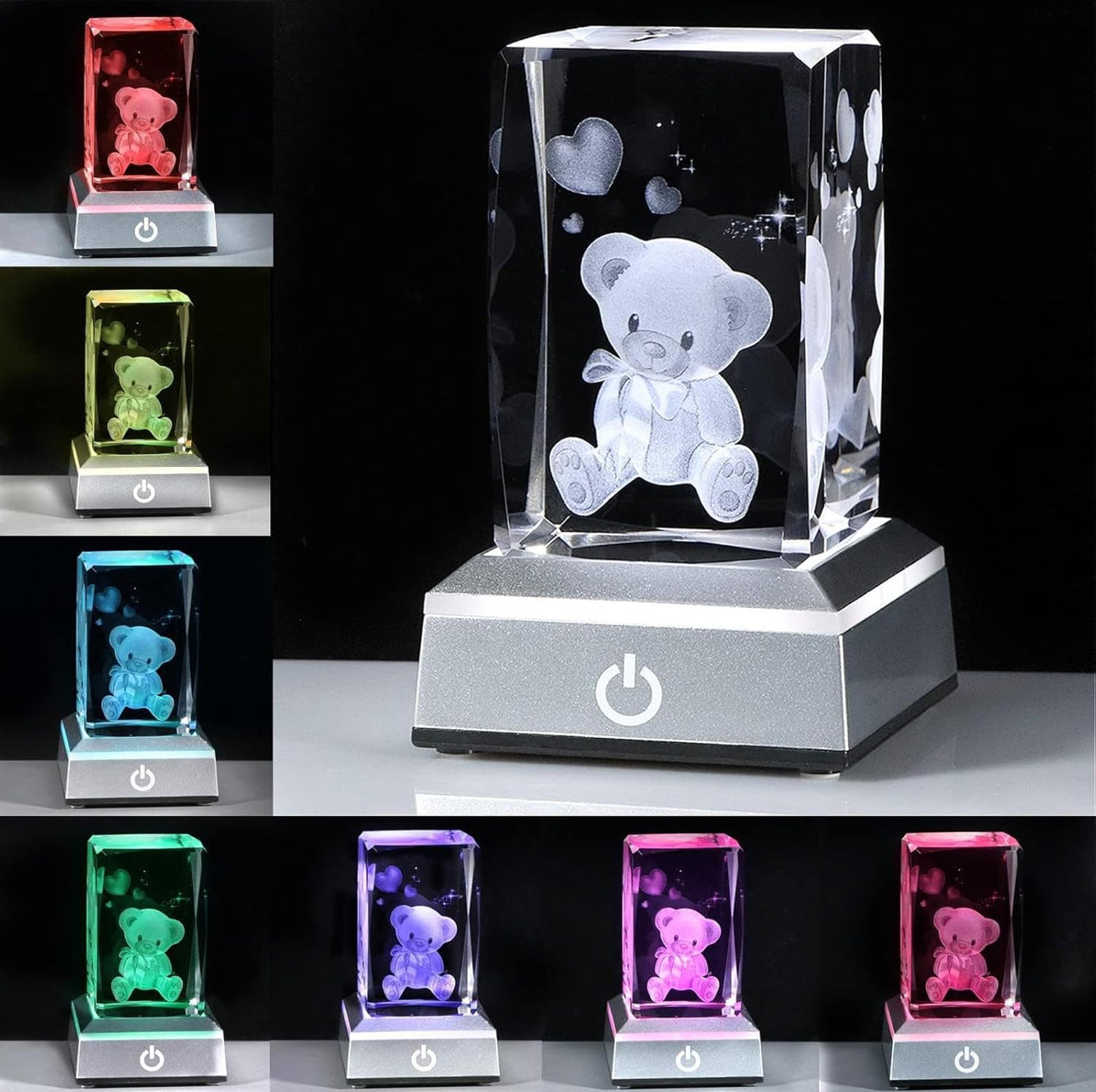 K9 Glass Crystal 3D Laser Engraved Teddy Bear Lamp