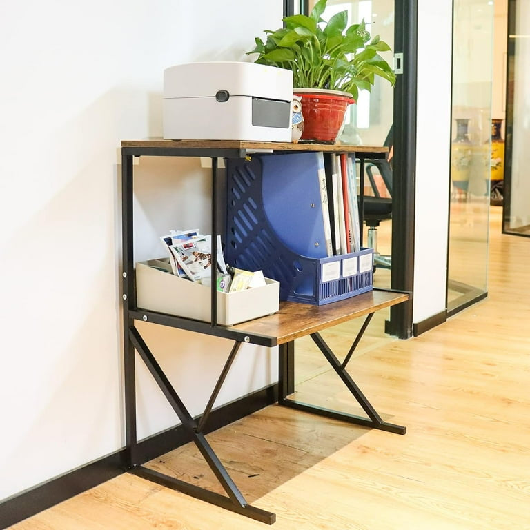 Multi Function 2-Tier Wood Top Metal Frame Shelf Organizer