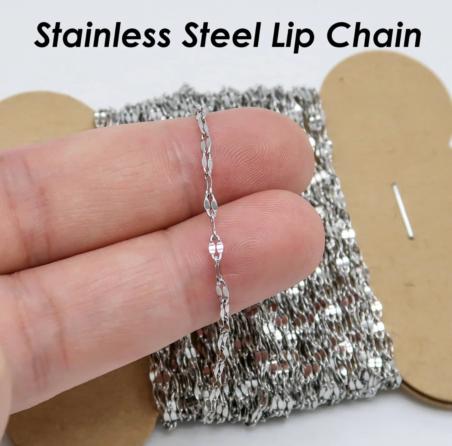 High Quality Stainless Steel Dainty Lip Chain (50cm Length)