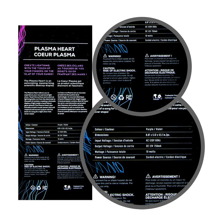 Interactive 8″ Plasma Heart – Purple with Black Base