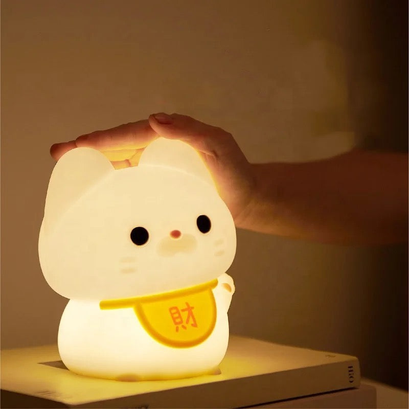 Adorable Squishy Silicone Animal Night Light (Lucky Chinese Cat)