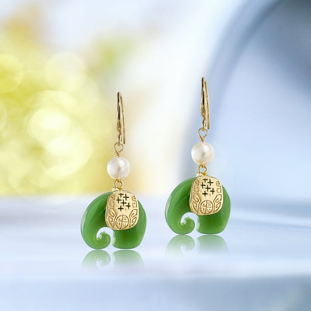 Natural Jade Stone Elephant Set (2pc)