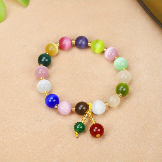 Colorful Cat Eye Quartz Lucky Charm Bracelets (10mm)