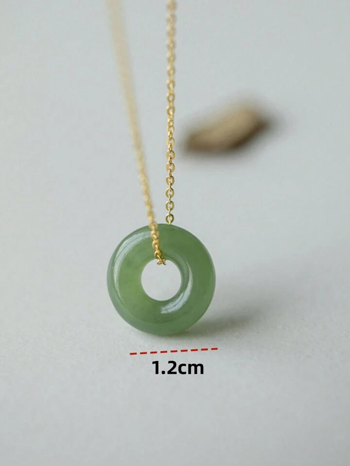 Dainty Mini Jade Donut S.Steel Necklace