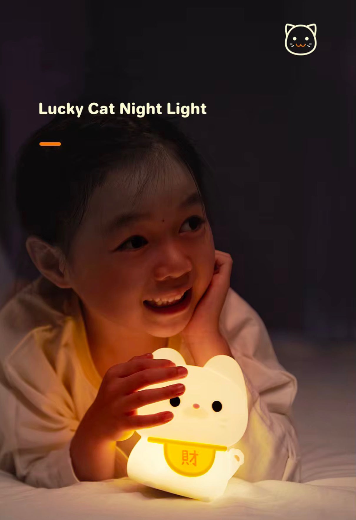 Adorable Squishy Silicone Animal Night Light (Lucky Chinese Cat)