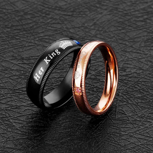 Stainless Steel King and Queen Ring Set (2pc)