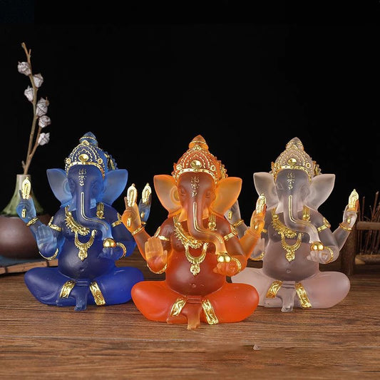 Beautiful Lord Ganesh Glass-Resin Made Ornamental Murti