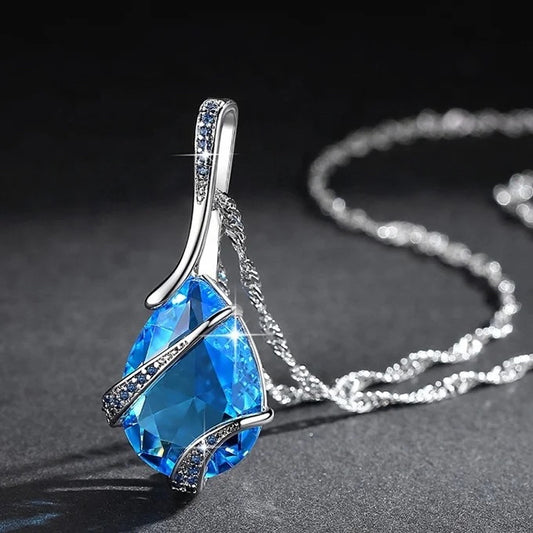 Blue Zirconia Stone Teardrop Set