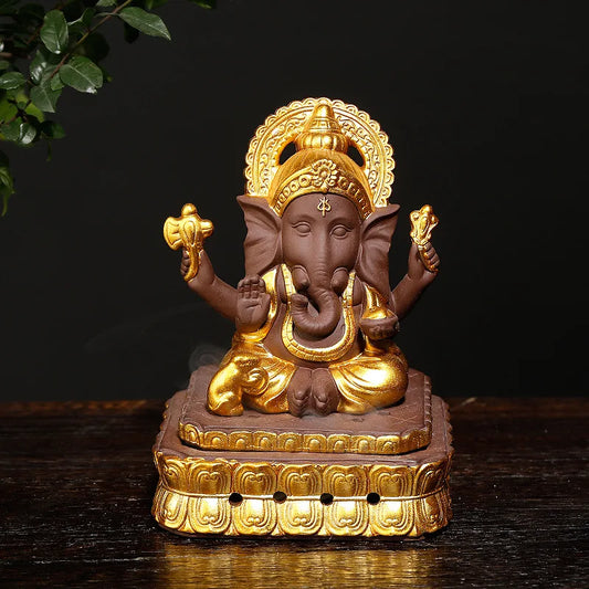 Ceramic Religious Lord Ganesh Incense Holder (Coil / Regular Incense)