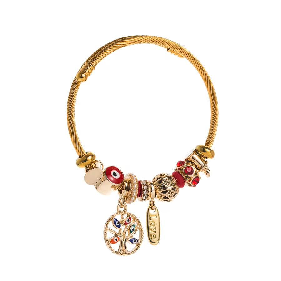 Stainless Steel Evil Eye Charm Bracelets (Adjustable)