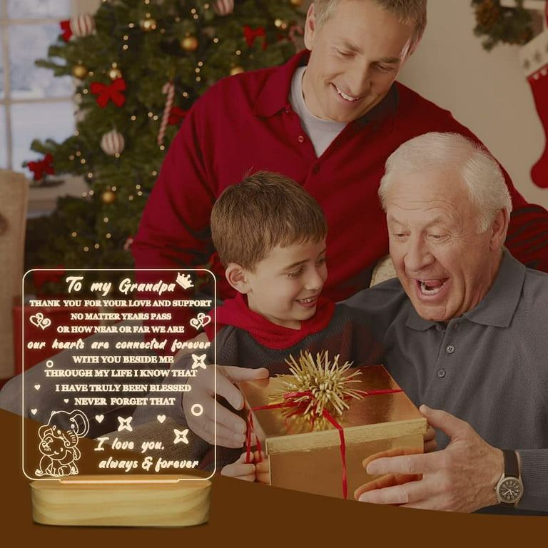 Grandpa Love 3D Acrylic Night Lamp With Wooden Base