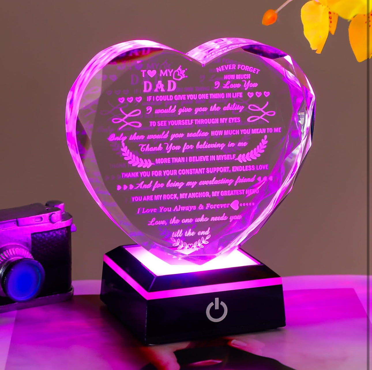 Father’s Love 3D K9 Glass Crystal 3D Laser Engraved Lamp