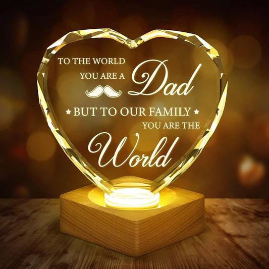 Father’s Love Engraved K9 Glass Crystal Heart Lamp