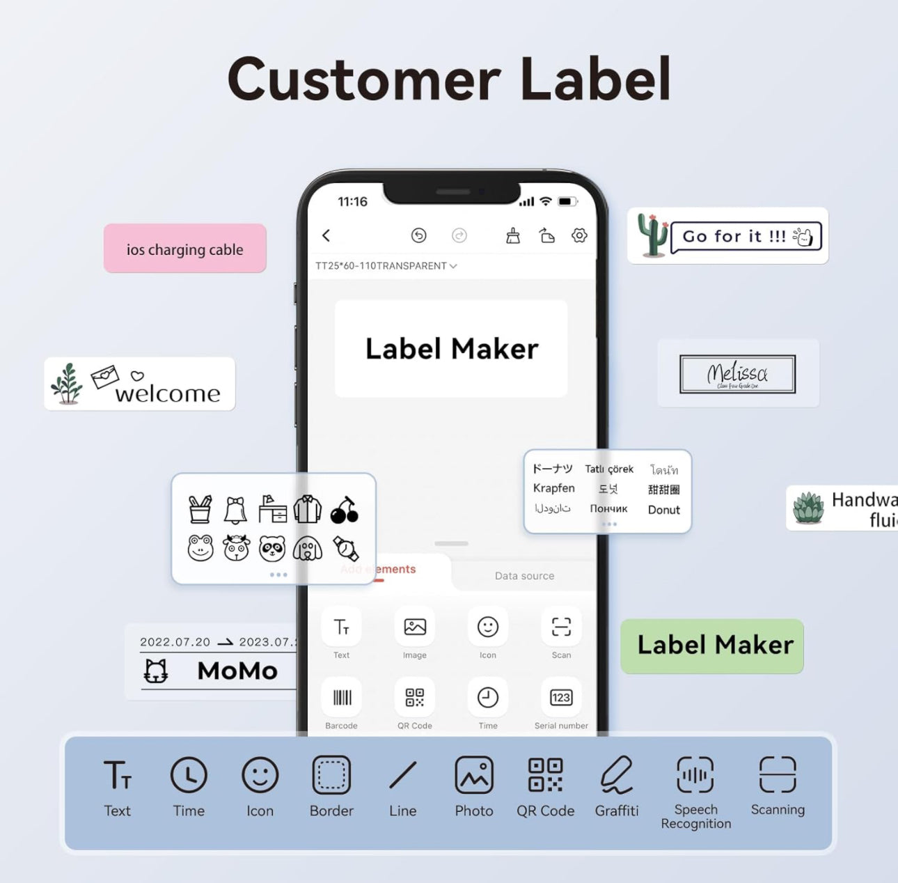 NIIMBOT D110 Mini Label Maker Machine, Portable Bluetooth Thermal Printer, Sticker Maker