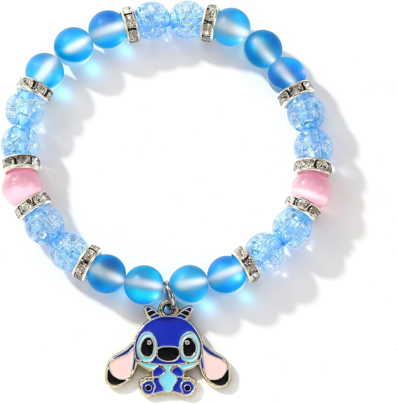 Disney Blue Moonstone Stitch Charm Bracelet