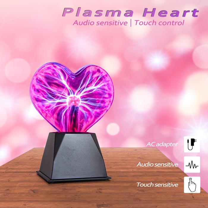 Interactive 8″ Plasma Heart – Purple with Black Base
