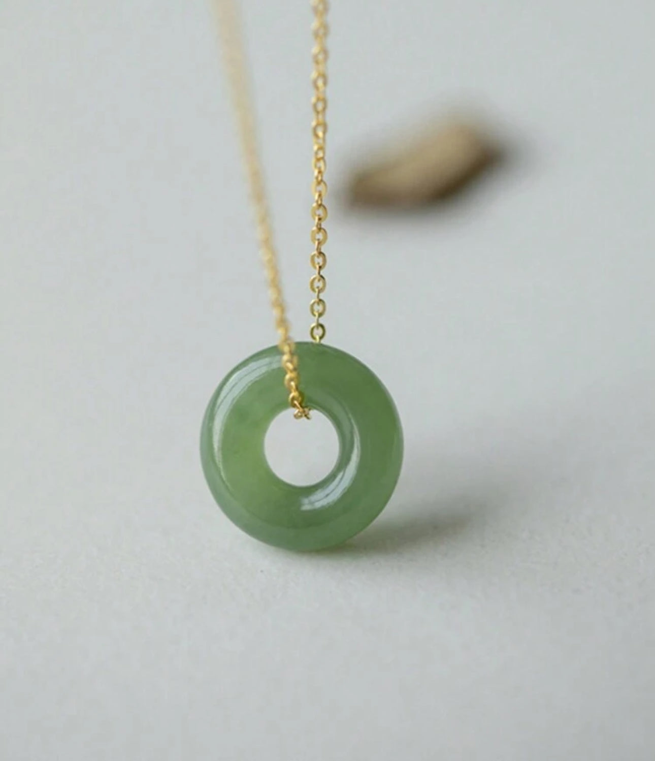 Dainty Mini Jade Donut S.Steel Necklace