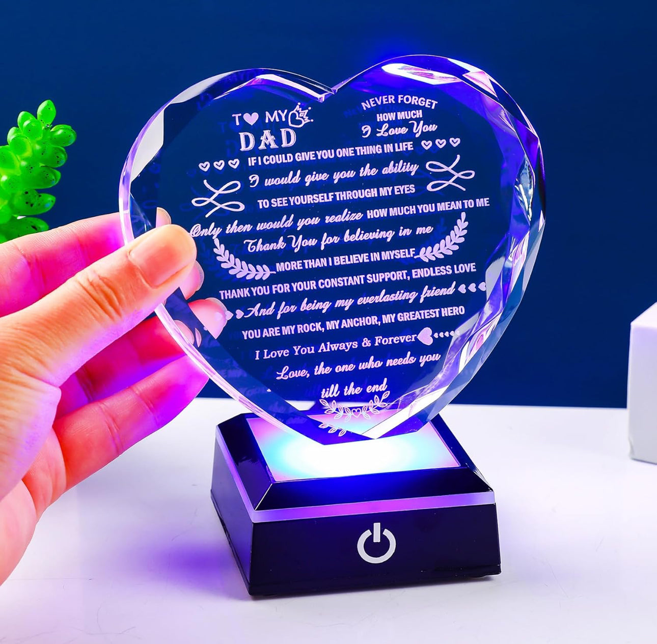 Father’s Love 3D K9 Glass Crystal 3D Laser Engraved Lamp