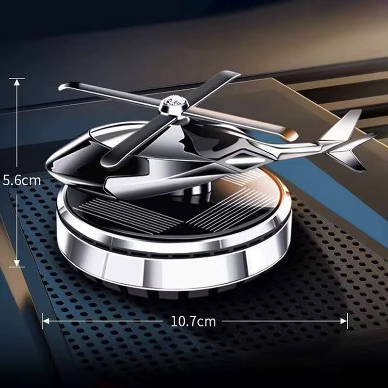 Solar Powered Rotating Helicopter Car Air Freshener + Essential Oil