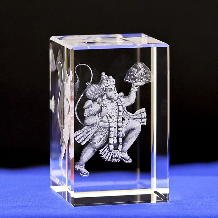 K9 Glass Crystal 3D Laser Engraved Hindu God Lamp (Lord Hanuman)
