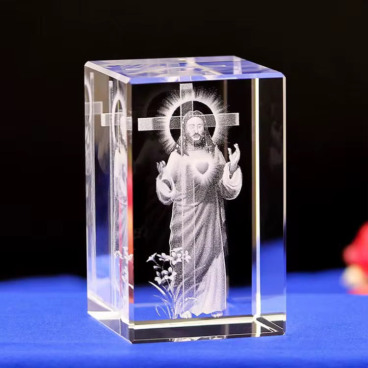 K9 Glass Crystal 3D Laser Engraved Jesus Cross Lamp