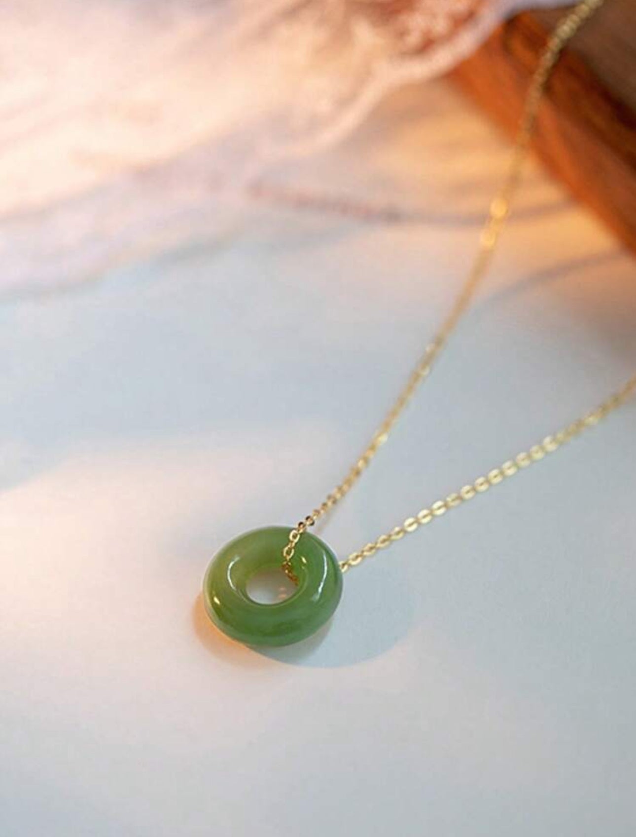 Dainty Mini Jade Donut S.Steel Necklace