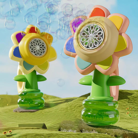 Electric Dancing Sunflower Automatic Bubble Machine + 130ml Bubble Solution