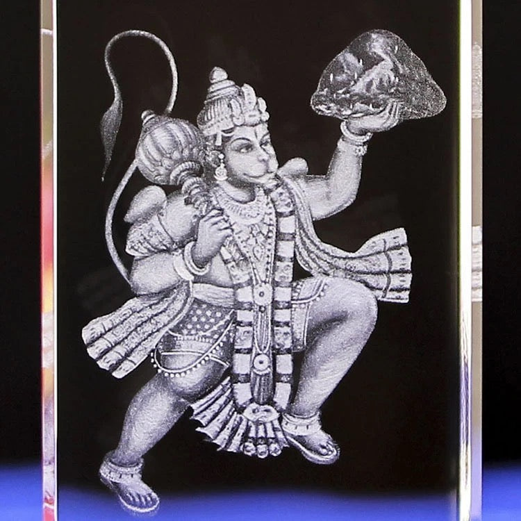 K9 Glass Crystal 3D Laser Engraved Hindu God Lamp (Lord Hanuman)