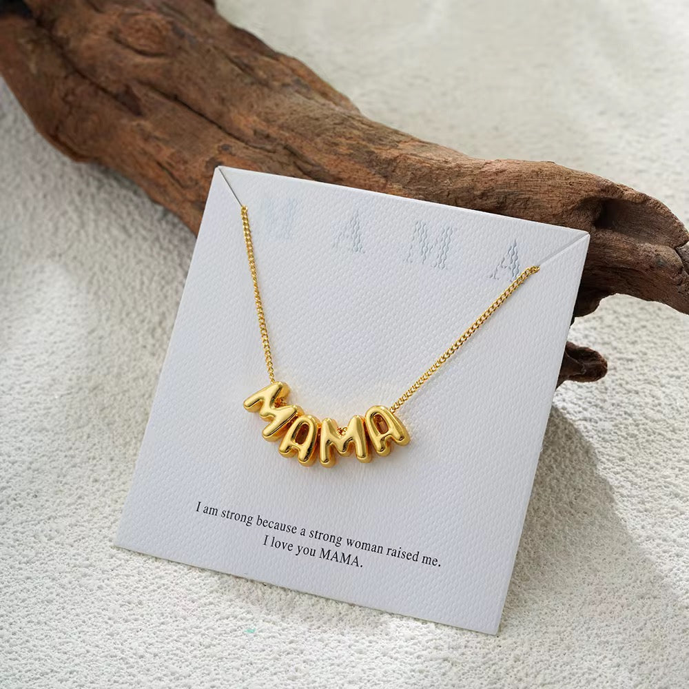 Stainless Steel ‘Mama’ Balloon Design Necklace