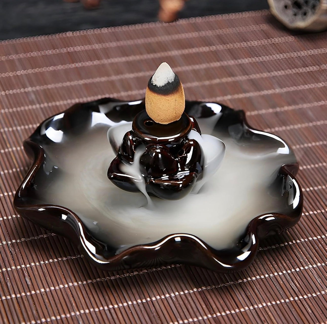 Ceramic Mini Back-Flow Incense Holder + 10 Free Incense Cones