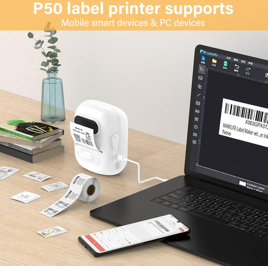 MARKLIFE P50 Mini Portable Label Maker Machine Barcode Label Printer