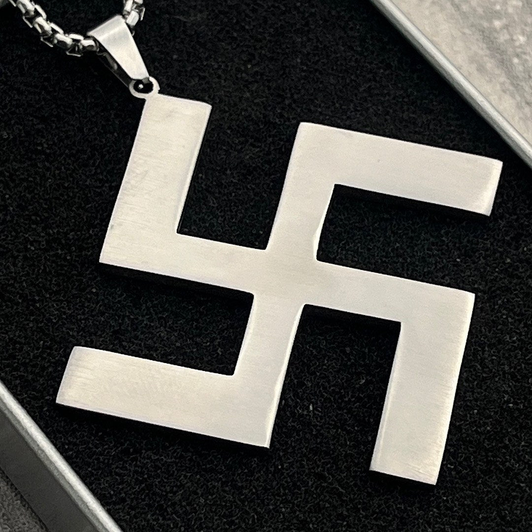 Stainless Steel Hindu Religious Swastika Symbol Necklace.