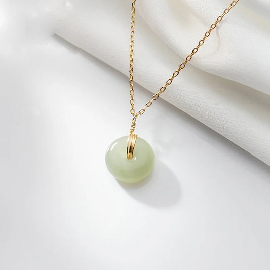 Dainty Mini Jade Donut Necklace