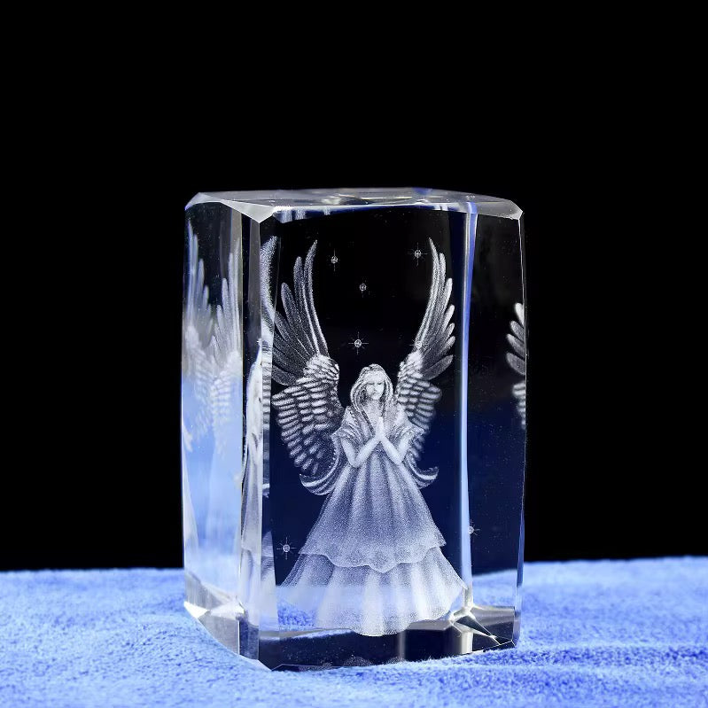 K9 Glass Crystal 3D Laser Engraved Guardian Angel Lamp