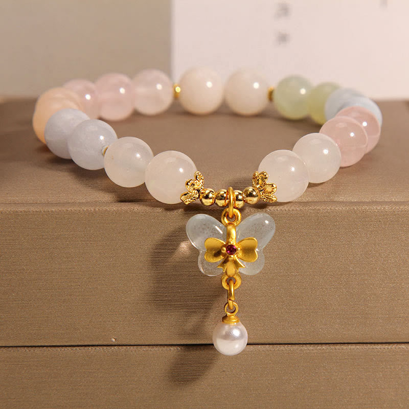 Natural Morganite Confidence Butterfly Charm Bracelet (8mm)