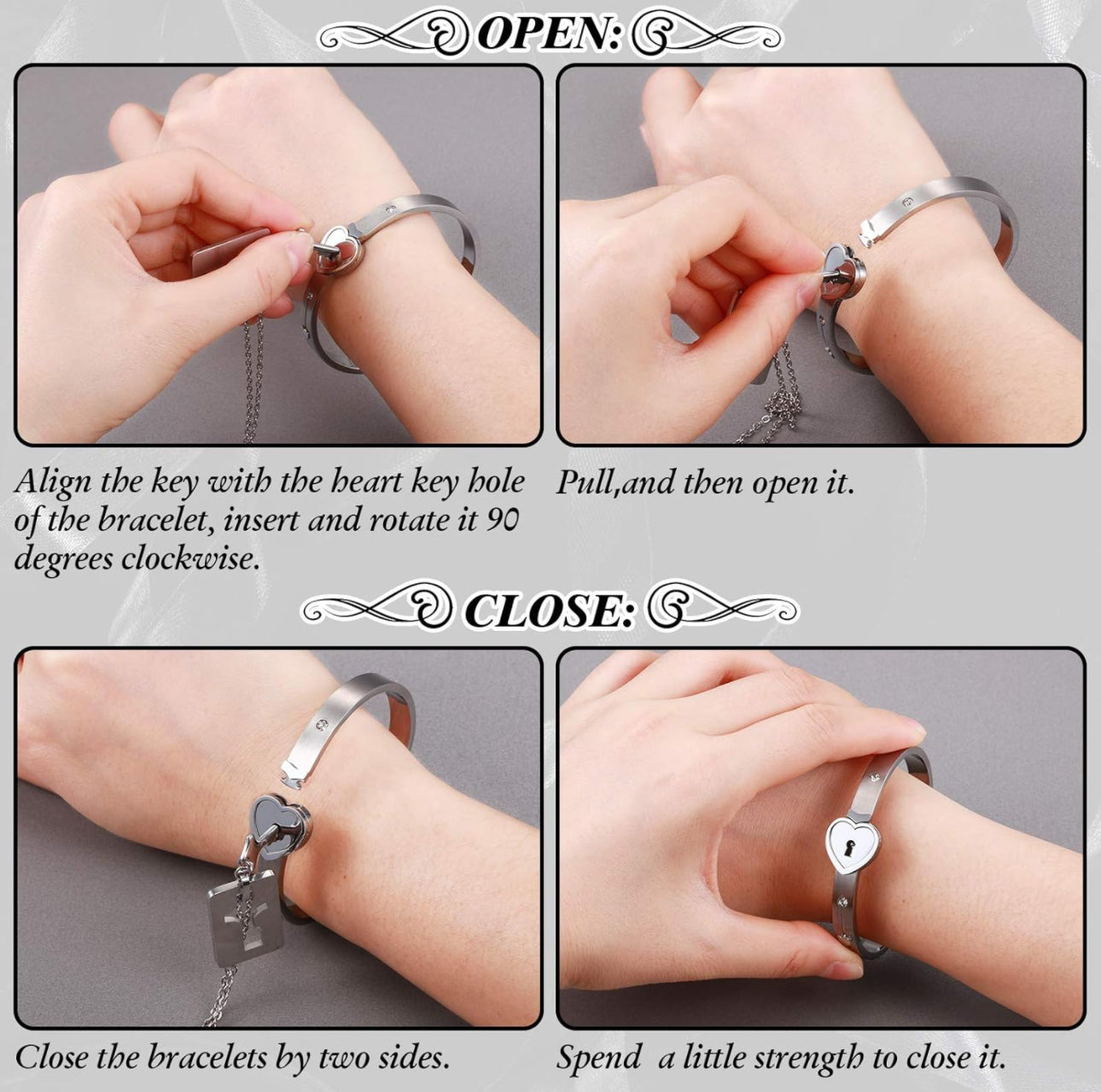 Stainless Steel Couples Lock Bracelet & Key Necklace Set.