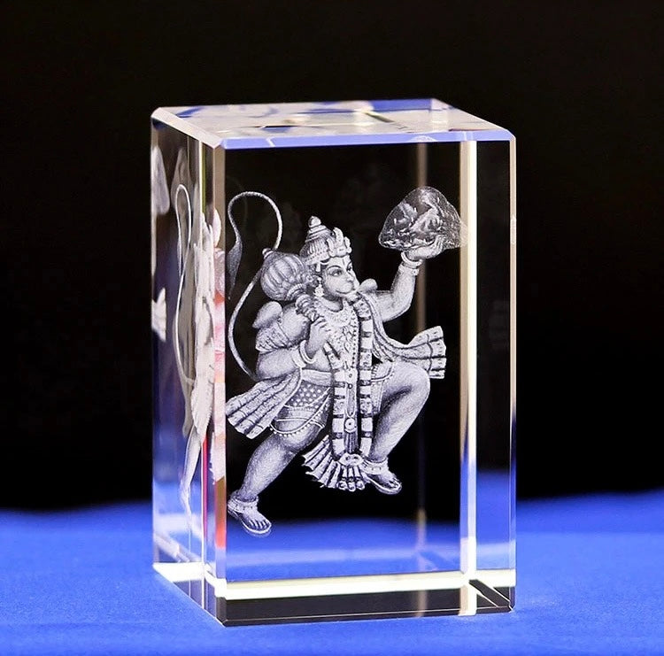 K9 Glass Crystal 3D Laser Engraved Hindu God Lamp (Lord Hanuman)