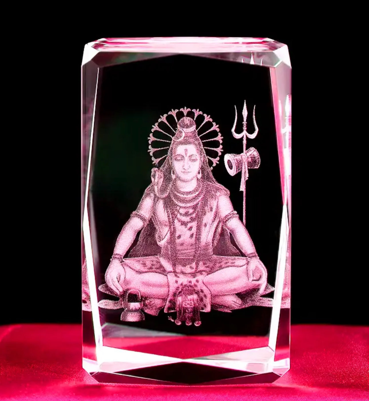 K9 Glass Crystal 3D Laser Engraved Hindu God Lamp (Lord Shiva)