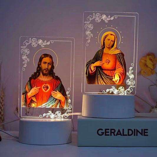 Christian 3D Acrylic USB Night Lamp (Jesus & Mary)