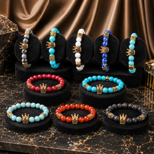 Natural Stone Royal Roman Crown Bracelets (8MM)